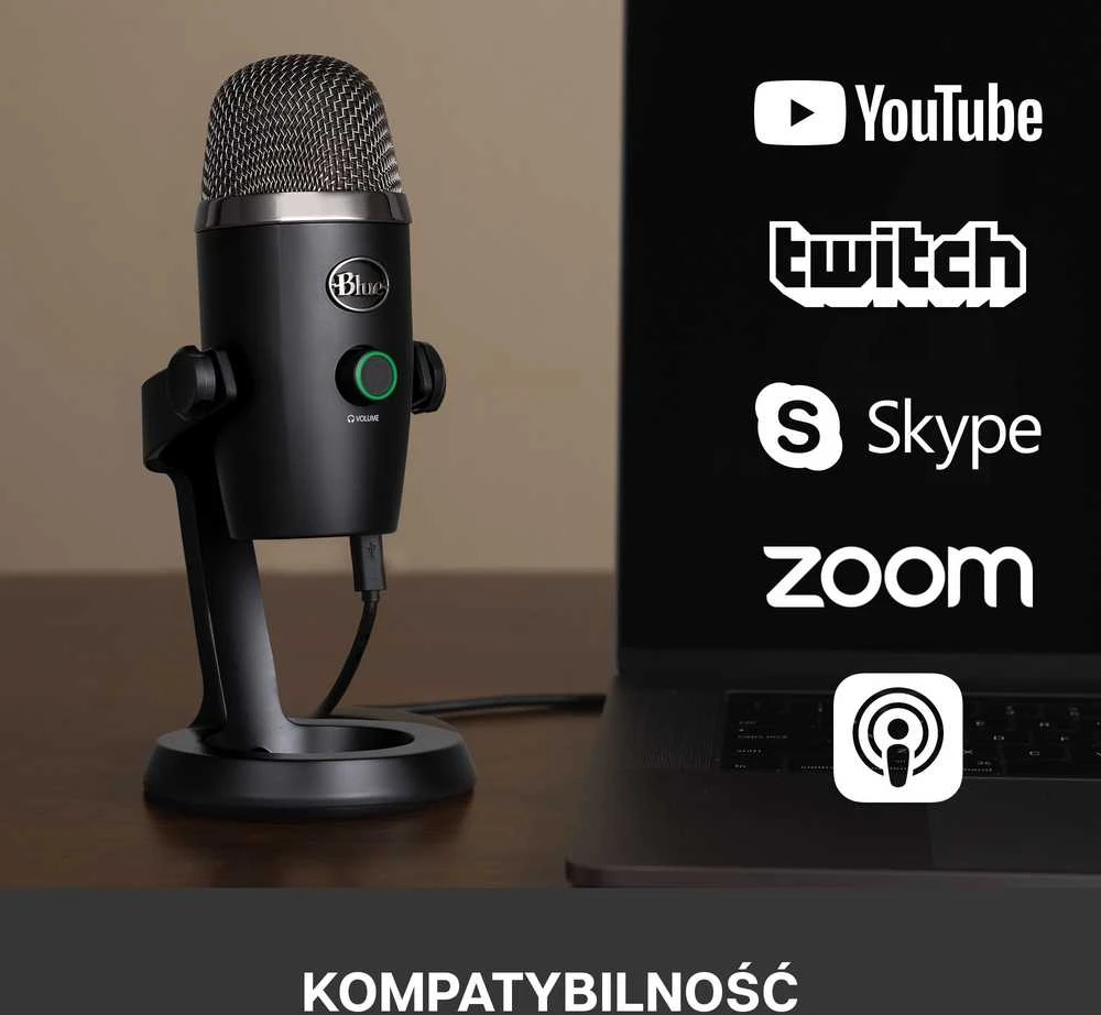 Blue Logitech G Mėlyna Yeti Nano (juodas) kondensatorinis mikrofonas