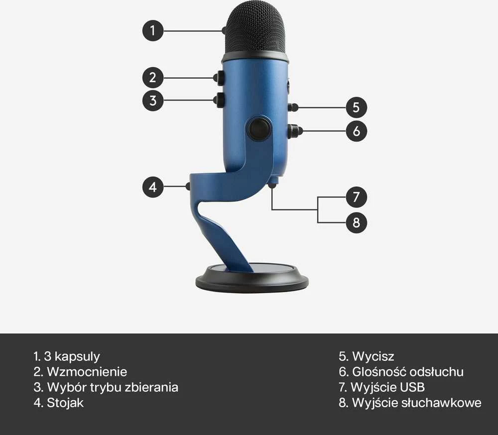 Blue Mėlyna Mikrofonas Mėlyna Yeti USB - Mėlyna spalva