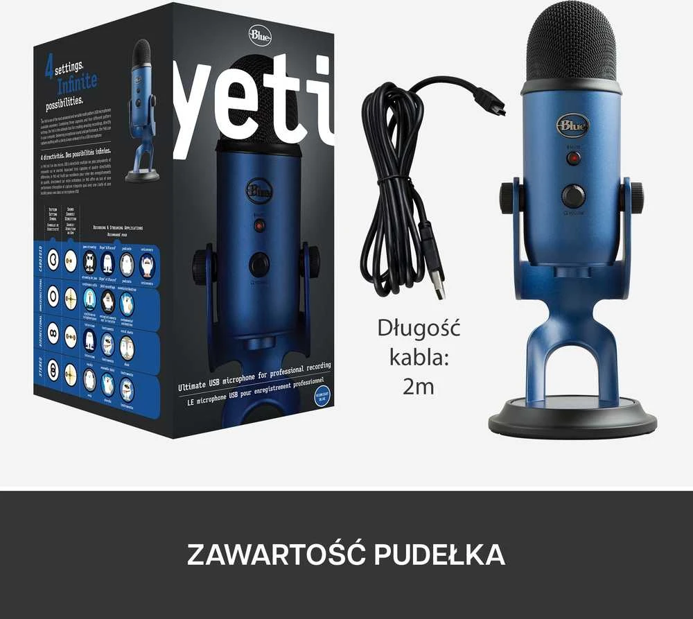 Blue Mėlyna Mikrofonas Mėlyna Yeti USB - Mėlyna spalva