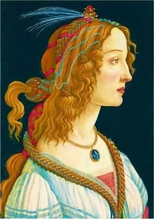 Blue Mauritius Gold Bluebird Dėlionė 1000 vnt. - Sandro Botticelli: Jaunos moters portretas, 1480 m.