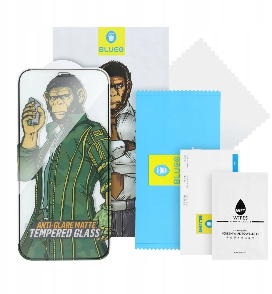 „Blueo 5D Mr. Monkey Glass“ – „Apple iPhone 14 Pro Max“ juodas (stiprus privatumas)