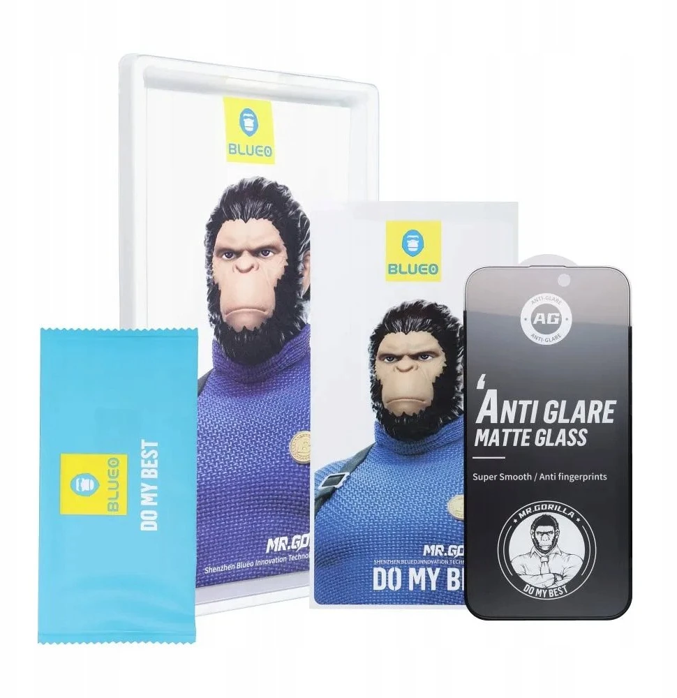„Blueo 5D Mr. Monkey Glass“ – „Apple iPhone 13 Pro“ / 14 juodas (stiprus matinis)
