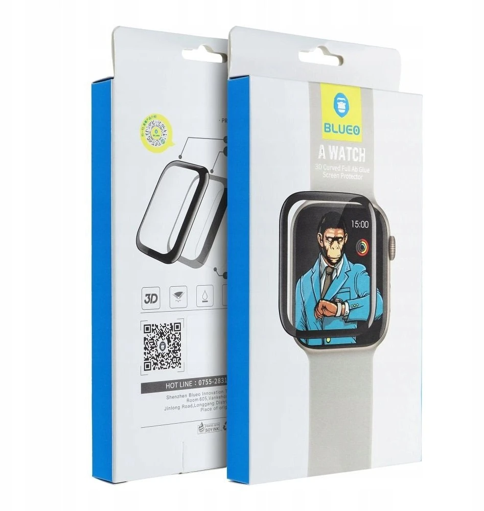 „Blueo 5D Mr. Monkey Glass“ – skirtas „Apple Watch 10“ 46 mm juodas (stiprus HD)