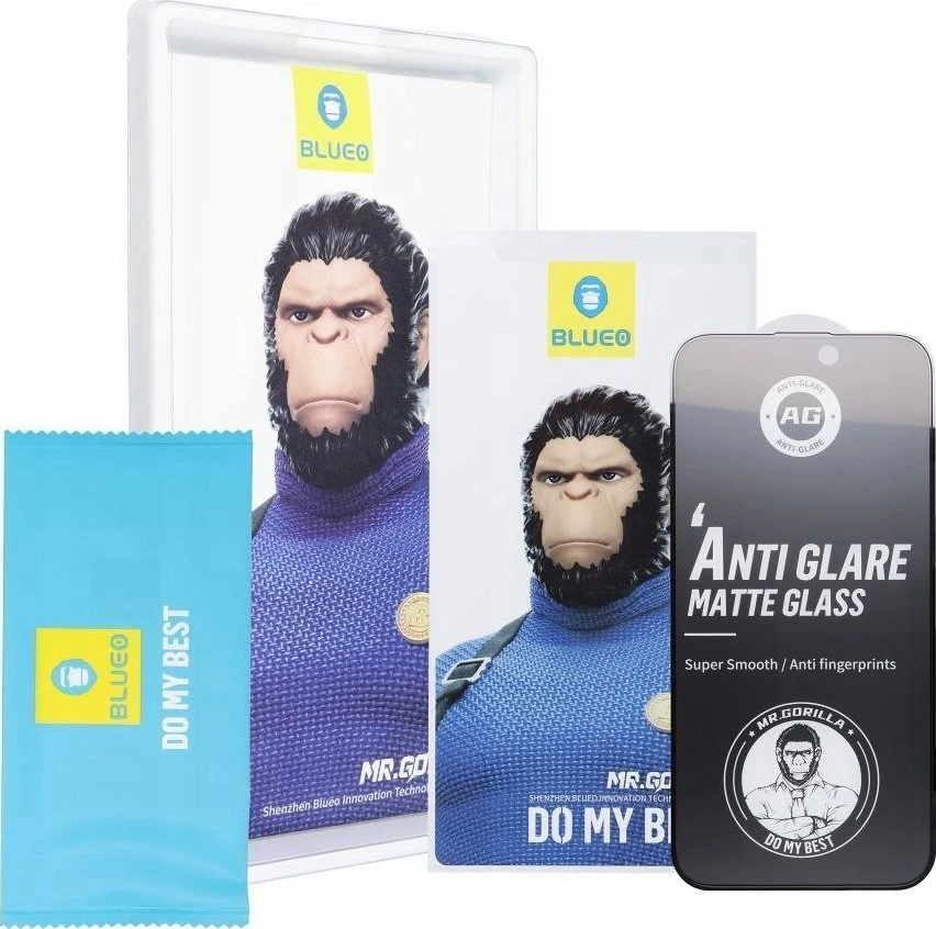 „Blueo 5D Mr. Monkey Glass“ – „Apple iPhone 16 Pro Max“ juodas (stiprus matinis)