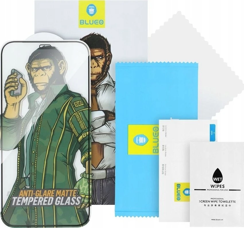 Blueo 5D Mr. Monkey Glass – Apple iPhone 15 Pro juodas (Tvirtas privatumas)