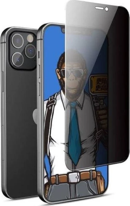 Blueo 5D Mr. Monkey Glass – Apple iPhone 16 Pro Max juodas (Tvirtas privatumas)