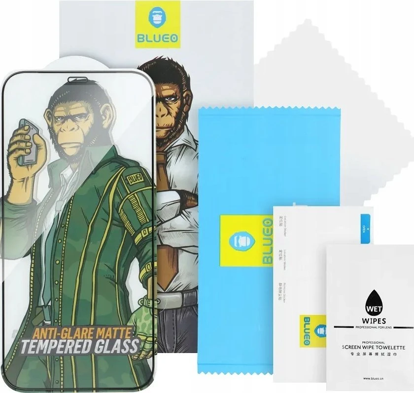 „Blueo 5D Mr. Monkey Glass“ – Apple iPhone 13 Pro Max / 14 Plus juodas (stiprus privatumas)