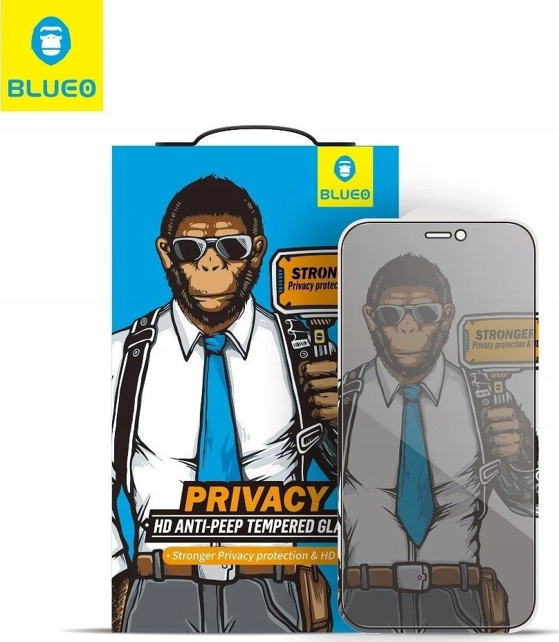 „Blueo 5D Mr. Monkey Glass“ – Apple iPhone 13 Pro Max / 14 Plus juodas (stiprus privatumas)