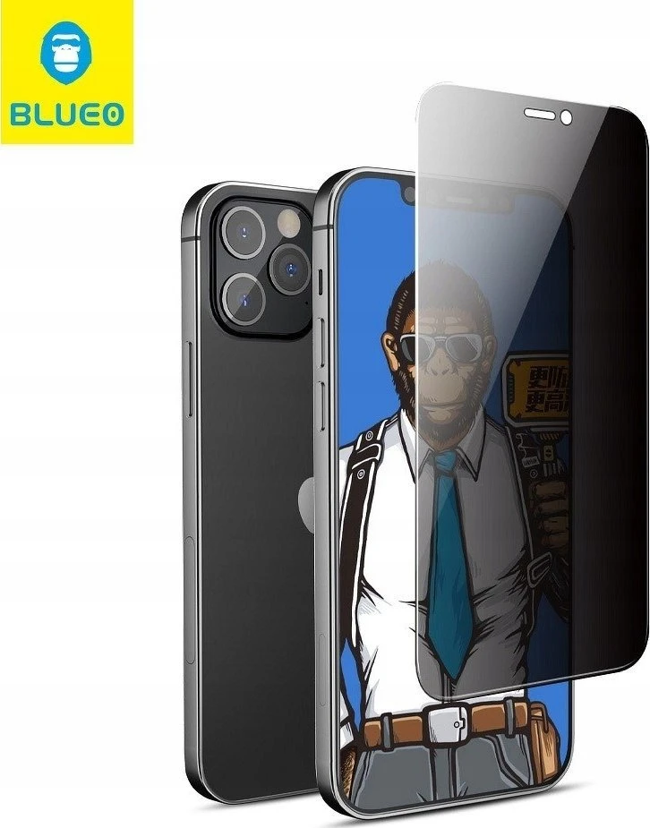 „Blueo 5D Mr. Monkey Glass“ – Apple iPhone 13 Pro Max / 14 Plus juodas (stiprus privatumas)