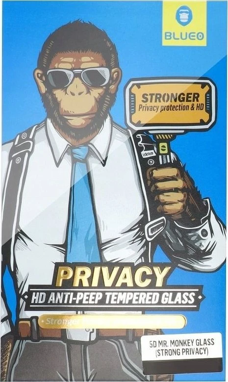„Blueo 5D Mr. Monkey Glass“ – Apple iPhone 13 Pro Max / 14 Plus juodas (stiprus privatumas)