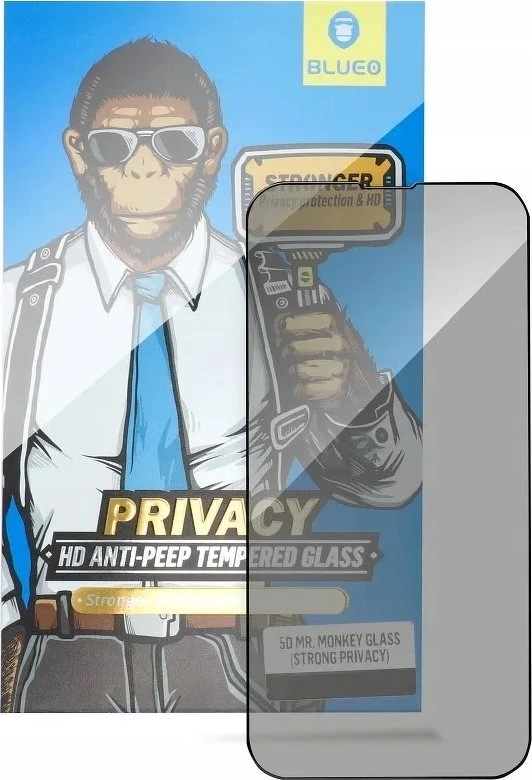 „Blueo 5D Mr. Monkey Glass“ – Apple iPhone 13 Pro Max / 14 Plus juodas (stiprus privatumas)