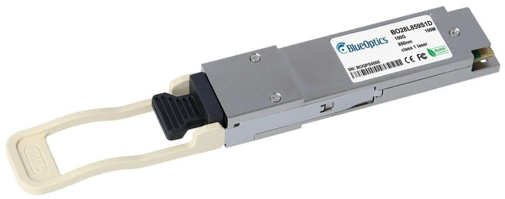 Šakotuvas Modulis SFP BlueOptics BlueOptics MMA1B00-C100 Tinklo siųstuvo-imtuvo modulis Šviesolaidis 100000 Mbit/s QSFP28 850 nm