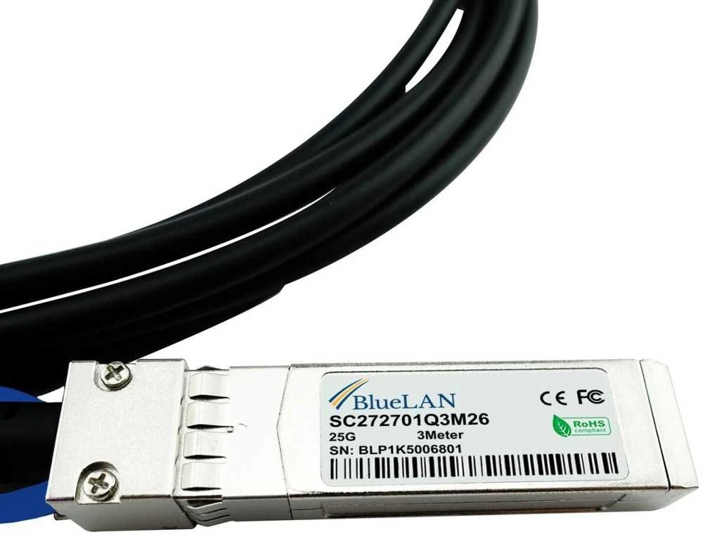 Šakotuvas BlueOptics BlueOptics SFP-H25G-CU1M-BL kabelis InfiniBand / światłowodowy 1 m SFP28 Juodas