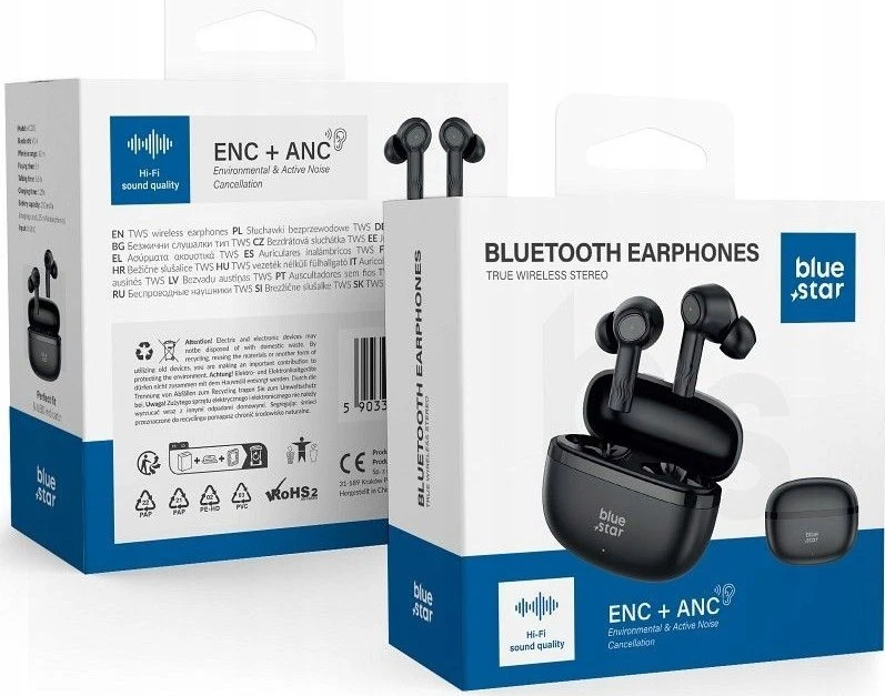 BlueStar Belaidės ausinės Blue Star AC20E TWS ANC + ENC juodas