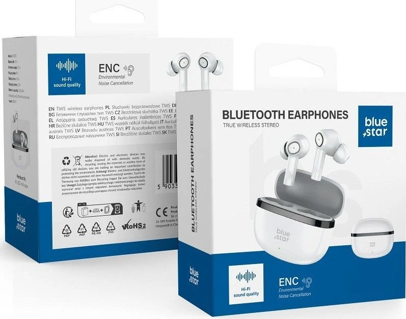 BlueStar Belaidės ausinės Blue Star AC20C TWS ENC baltas