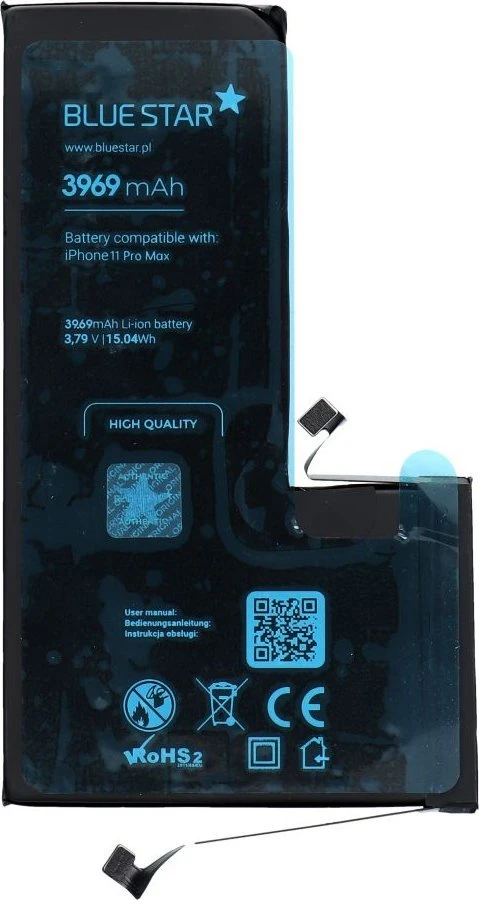 BlueStar iPhone 11 PRO MAX baterija, 3969 mAh, mėlyna, aukštos kokybės