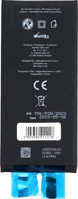 BlueStar Baterija be BMS iPhone 11 3110 mAh Blue Star HQ
