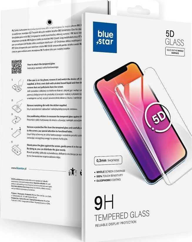 BlueStar Grūdintas stiklas iPhone 13 MINI (pilnai klijuojamas) Blue Star 5D juodas