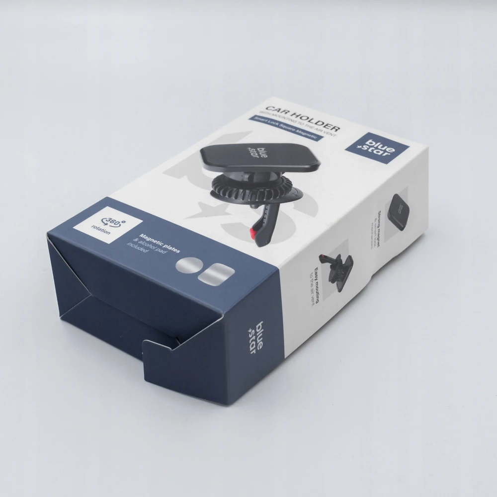 BlueStar Magnetinis automobilio telefono laikiklis „Blue Star Smart Lock Square“ juodas oro išleidimo angos dangtelis
