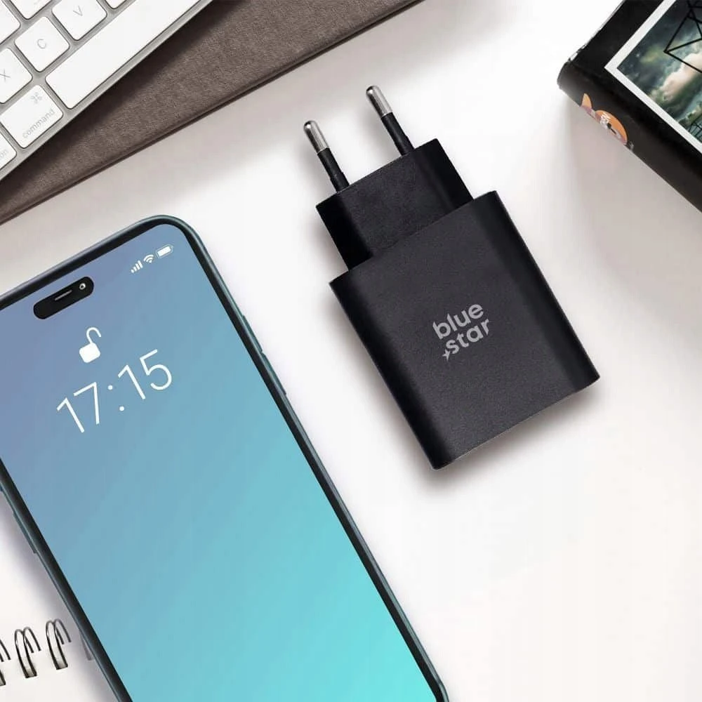 BlueStar Telefono įkroviklis Blue Star USB C + USB A QC4.0 PD 3A 25W TFB-TC-25WPD juodas