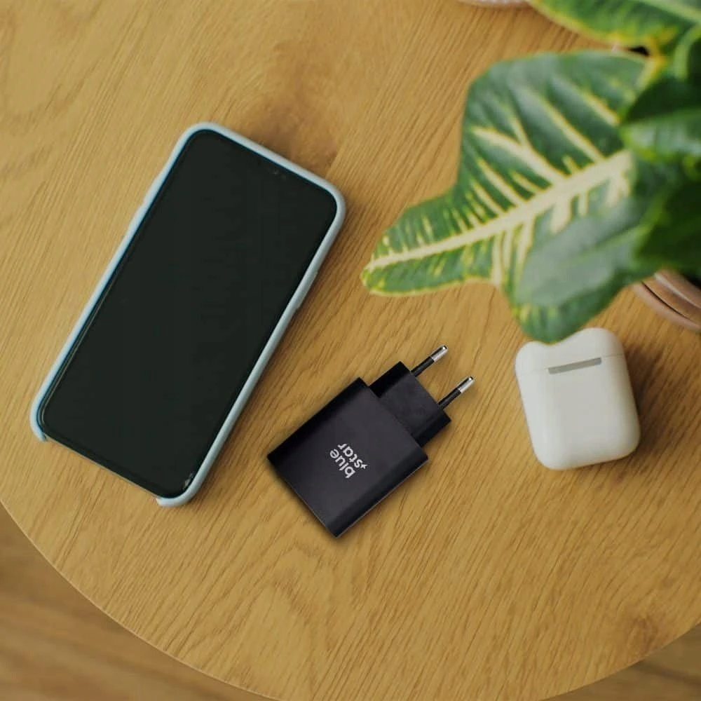BlueStar Telefono įkroviklis Blue Star USB C + USB A QC4.0 PD 3A 25W TFB-TC-25WPD juodas