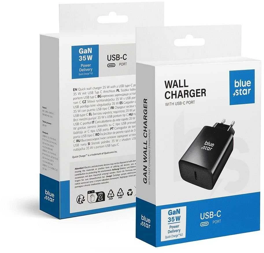 BlueStar Telefono įkroviklis Blue Star USB C QC4.0 PD 3A 35W TFB-TC-35WPD juodas