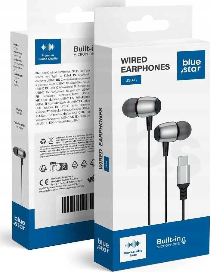 BlueStar Wire ausinės USB C (DAC) Blue Star M09C 1,2 m juodas