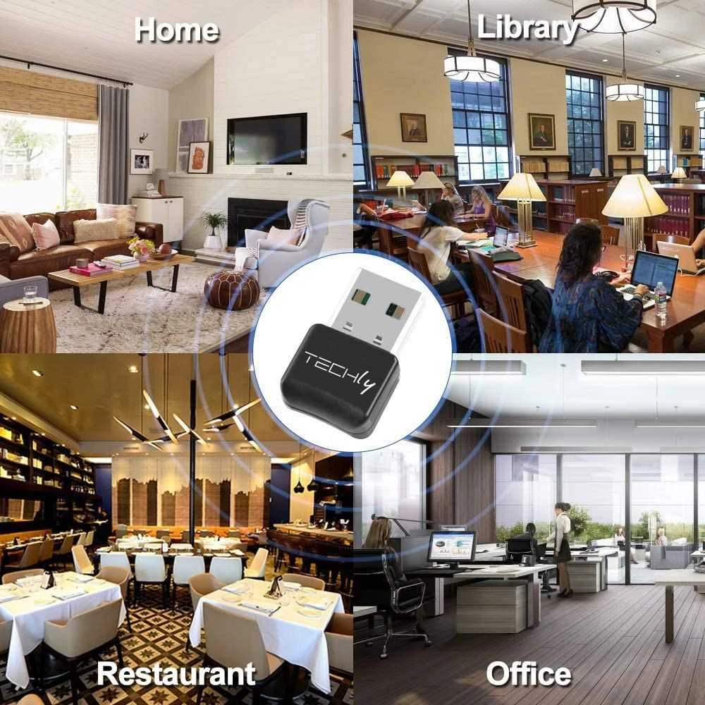 Techly Bluetooth 5.0 USB adapteris su ryšio signalo vizualizacija