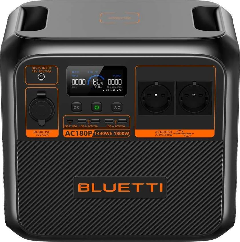 BLUETTI nešiojama elektrinė AC180P-Juodas-EU