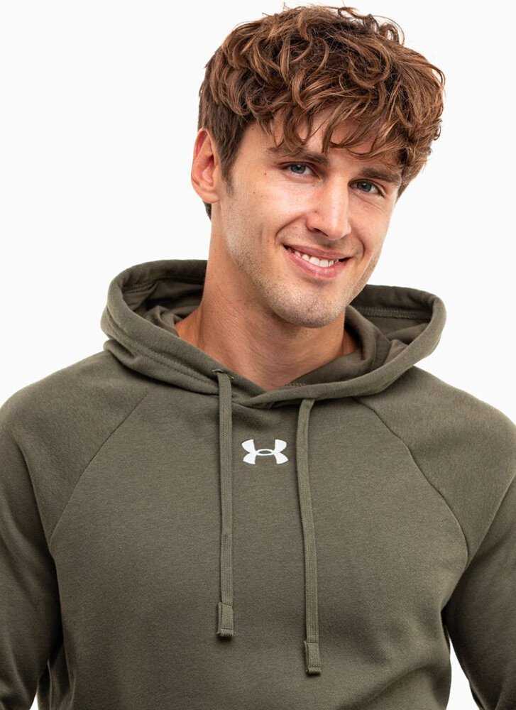 Vyriškas džemperis su gobtuvu Under Armour Rival Fleece, alyvuogių spalvos