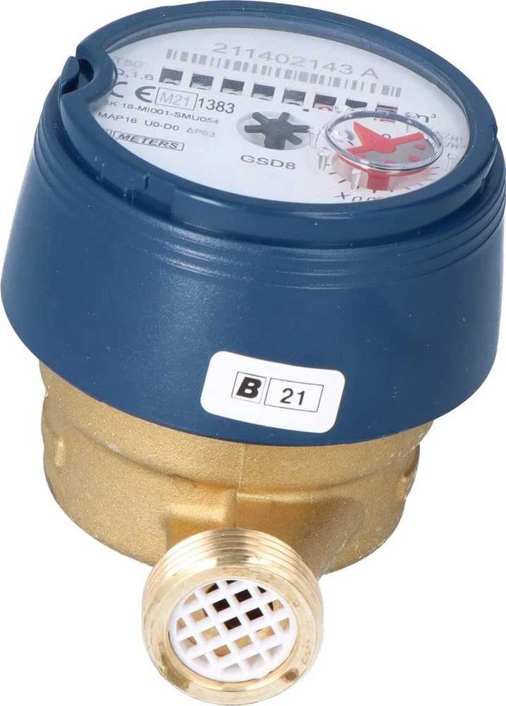 BMETERS Antgamnetinis vandens skaitiklis GSD8-I Šaltasis vanduo, 1 / 2 "AF Q3-1,6 m3 / h, Tmax: 50 ° C, L = 110mm, MID R100 / R50 AM