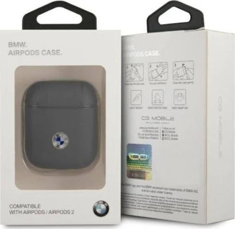 Apple AirPods BMW Cover Geniune Leather Sidabrinis Logo (BMA2SSLNA) ausinių dėklas mėlynos spalvos