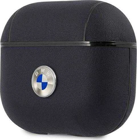 BMW BMA3SSLNA AirPods 3 dėklas, tamsiai mėlynas, natūrali oda, sidabrinės spalvos logotipas