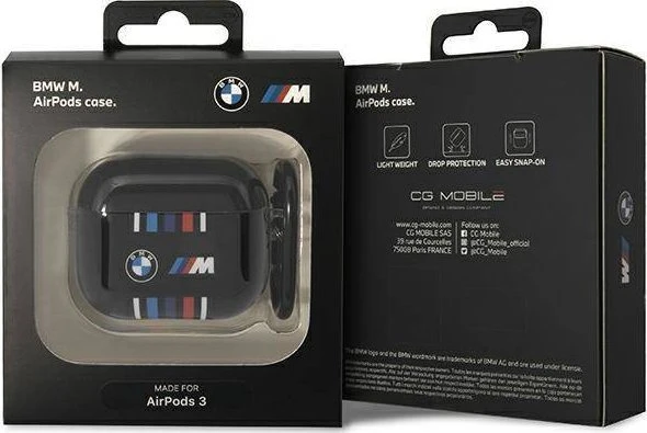 BMW BMA322SWTK AirPods 3 gen dėklas juodos spalvos Multiple Colored Lines