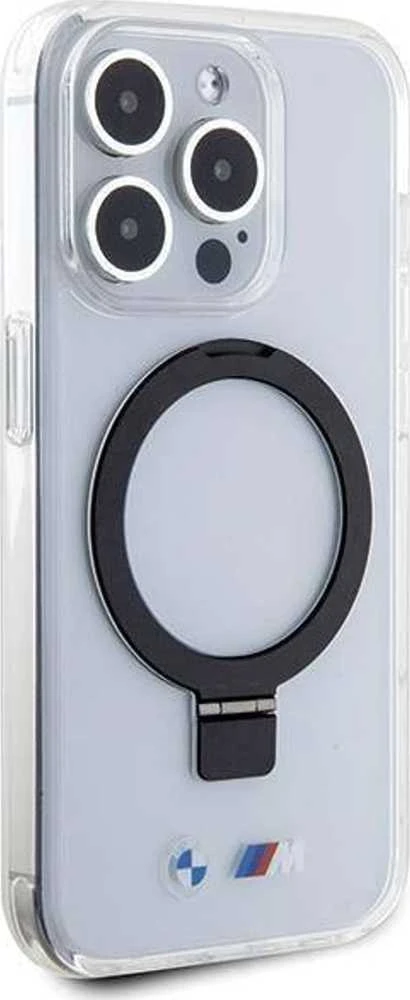 Dėklas BMW BMHMP15LURST Apple iPhone 15 Pro 6.1″ clear kietas dėklas Ring Stand M Collection MagSafe
