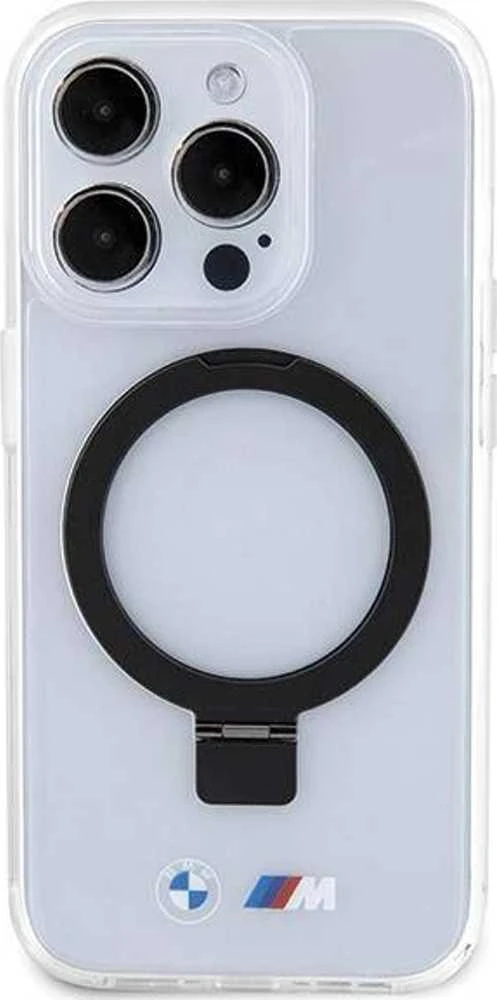 Dėklas BMW BMHMP15LURST Apple iPhone 15 Pro 6.1″ clear kietas dėklas Ring Stand M Collection MagSafe
