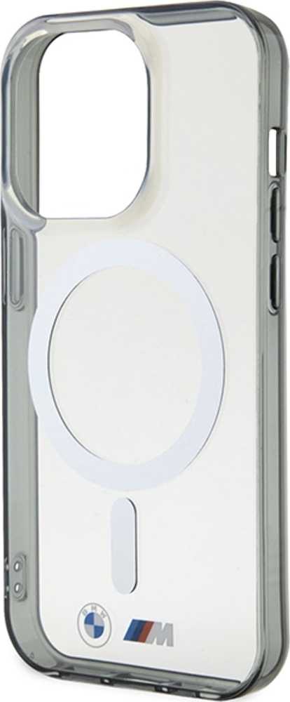 Dėklas BMW Sidabrinis Ring MagSafe case for iPhone 15 Pro Max - transparent