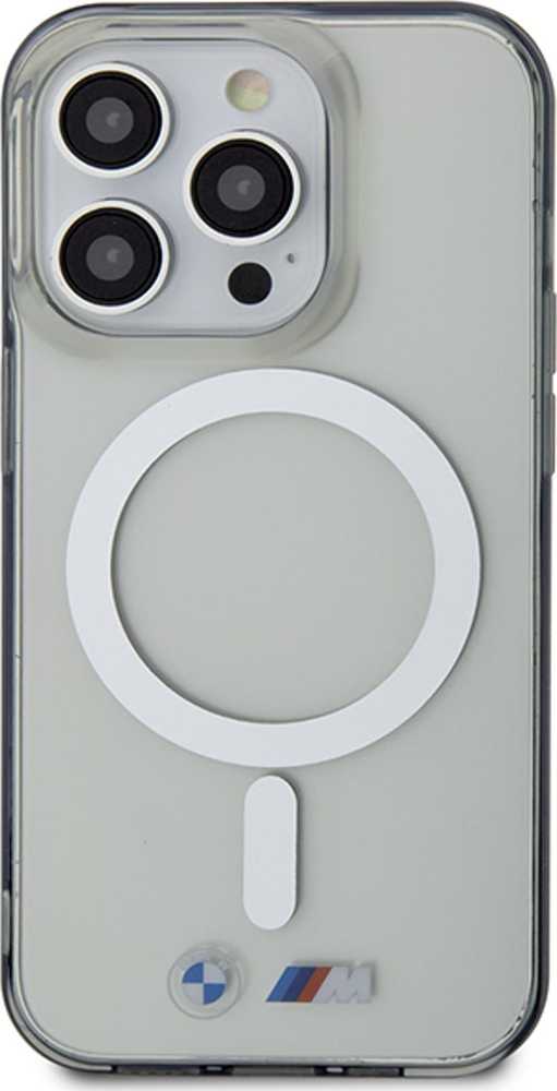 Dėklas BMW Sidabrinis Ring MagSafe case for iPhone 15 Pro Max - transparent