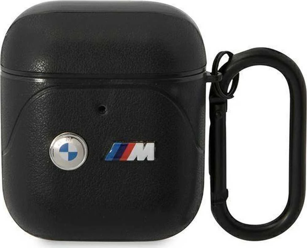 BMW BMA222PVTK AirPods 1/2 Dėklas juodas Leather Curved Line