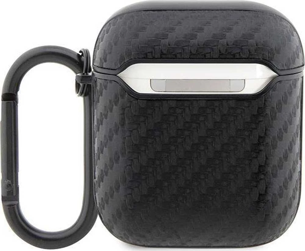 BMW Carbon Double Metal Logo - dėklas skirtas AirPods 1/2 gen (Juodas)