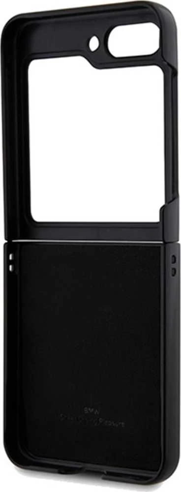 Dėklas BMW BMHCZF5SLLBK Z Flip5 F731 juodos spalvos Leather Hot Stamp