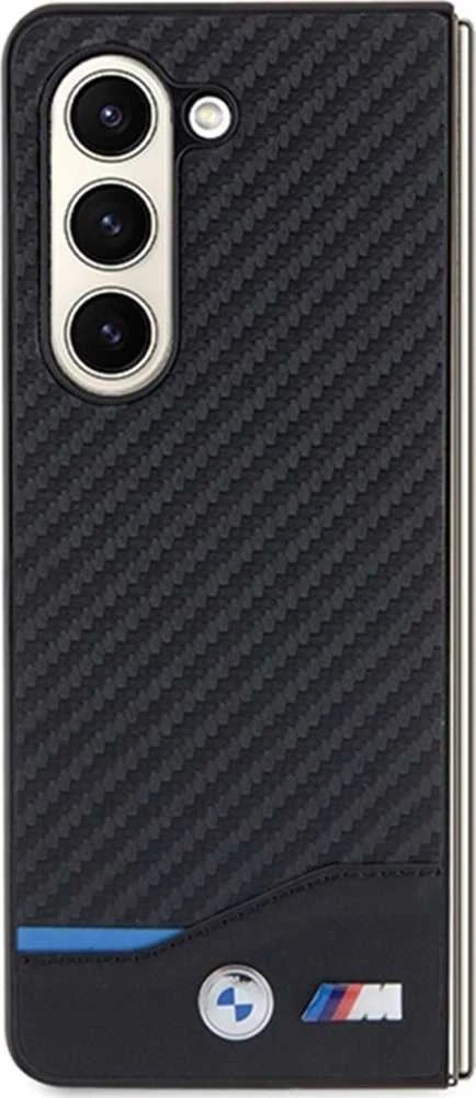 Dėklas BMW BMHCZFD522NBCK Z Fold5 F946 juodos spalvos Leather Carbon
