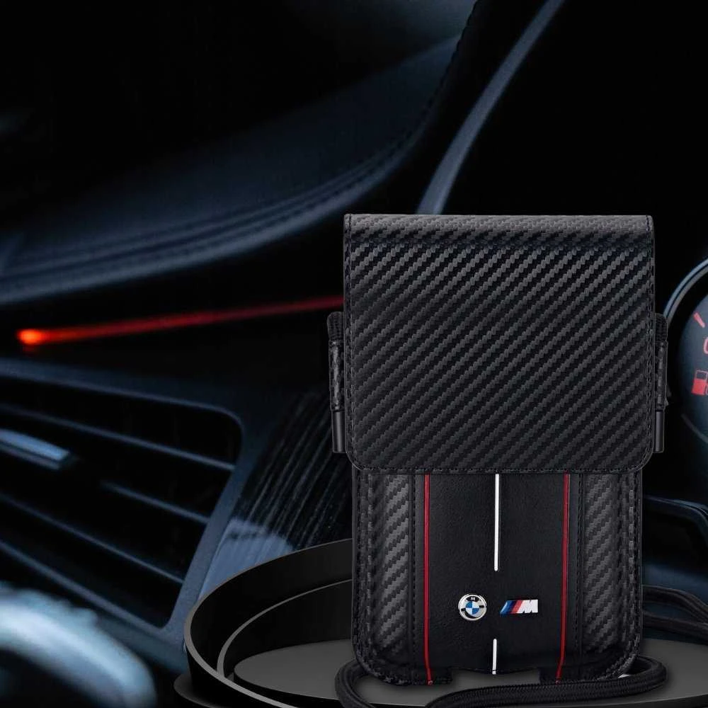 Bag BMW BMPSP15XMSCAKL Wallet Bag juodos spalvos Carbon Mėlyna Stripes