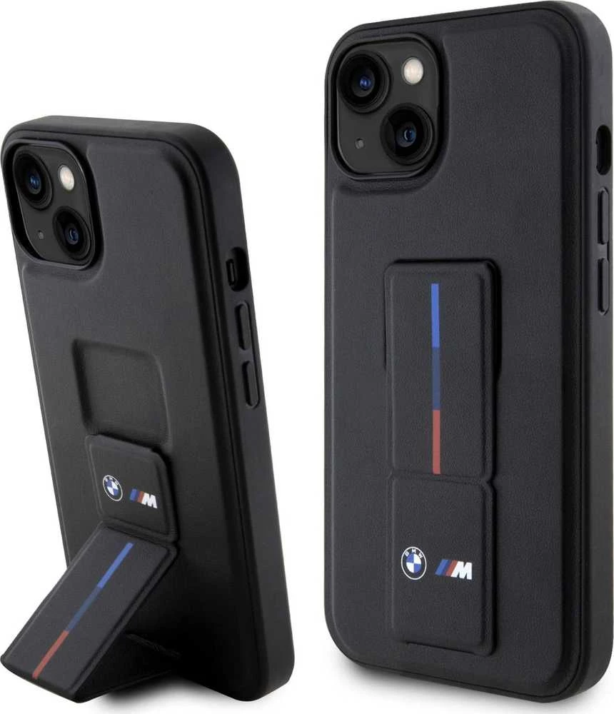 Dėklas BMW BMHCP14S22GSLK Apple iPhone 14 / 15 / 13 6.1″ juodos spalvos kietas dėklas Grip Hot Stamp