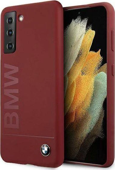 BMW BMHCS21MSLBLRE S21+ G996 red kietas dėklas Silicone Signature Logo