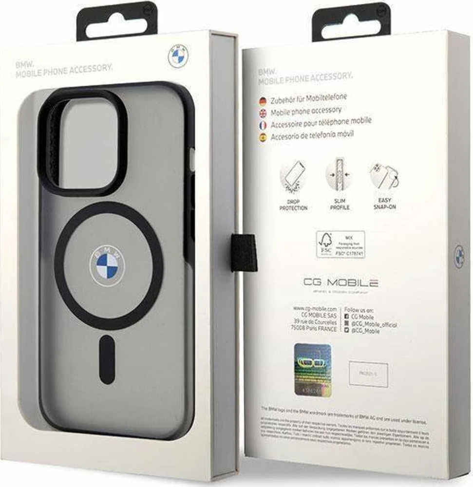 Dėklas BMW BMHMP14XDSLK Apple iPhone 14 Pro Max 6.7″ juodos spalvos kietas dėklas Signature MagSafe