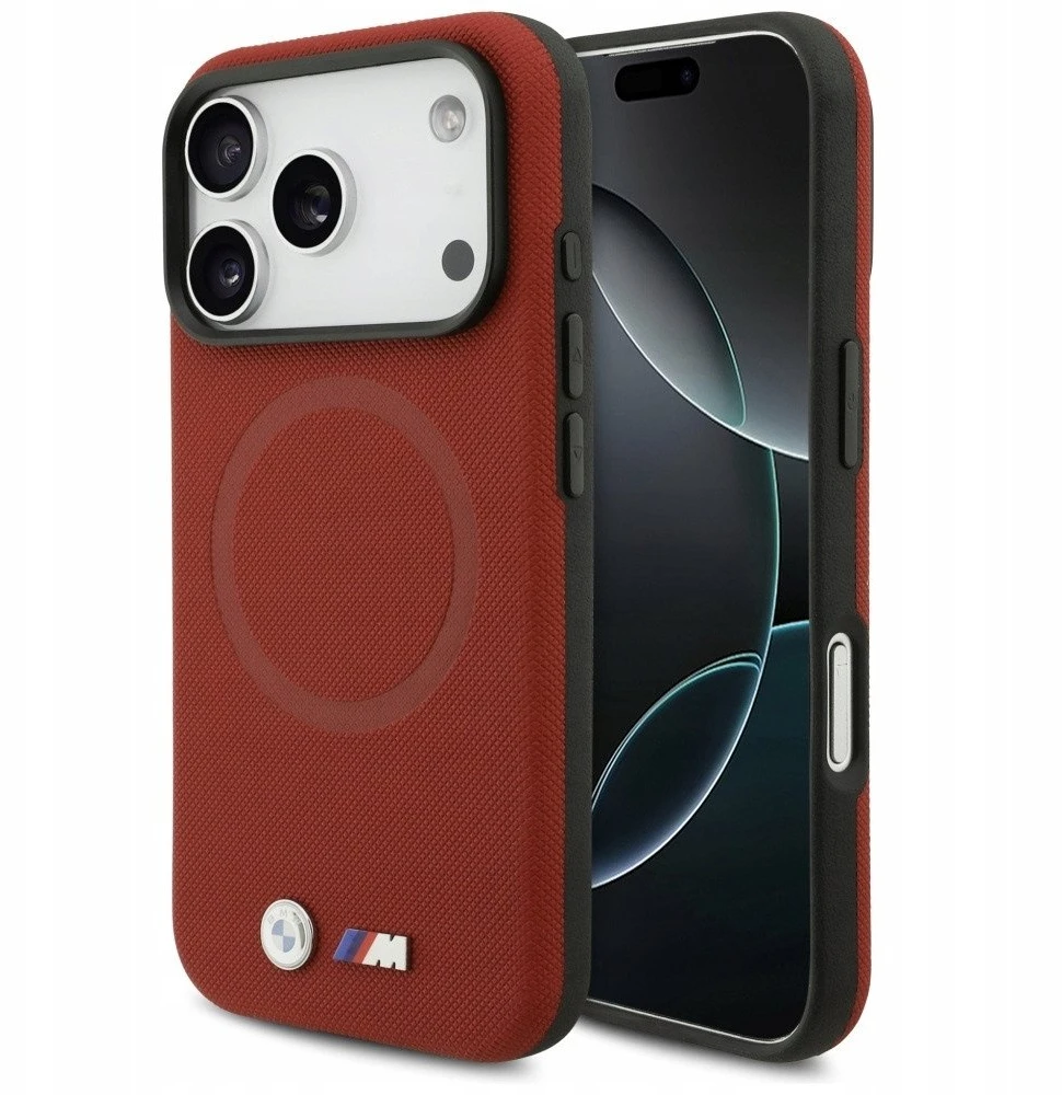BMW M FW Metal Logo MagSafe dėklas skirtas Apple iPhone 17 Pro Raudona