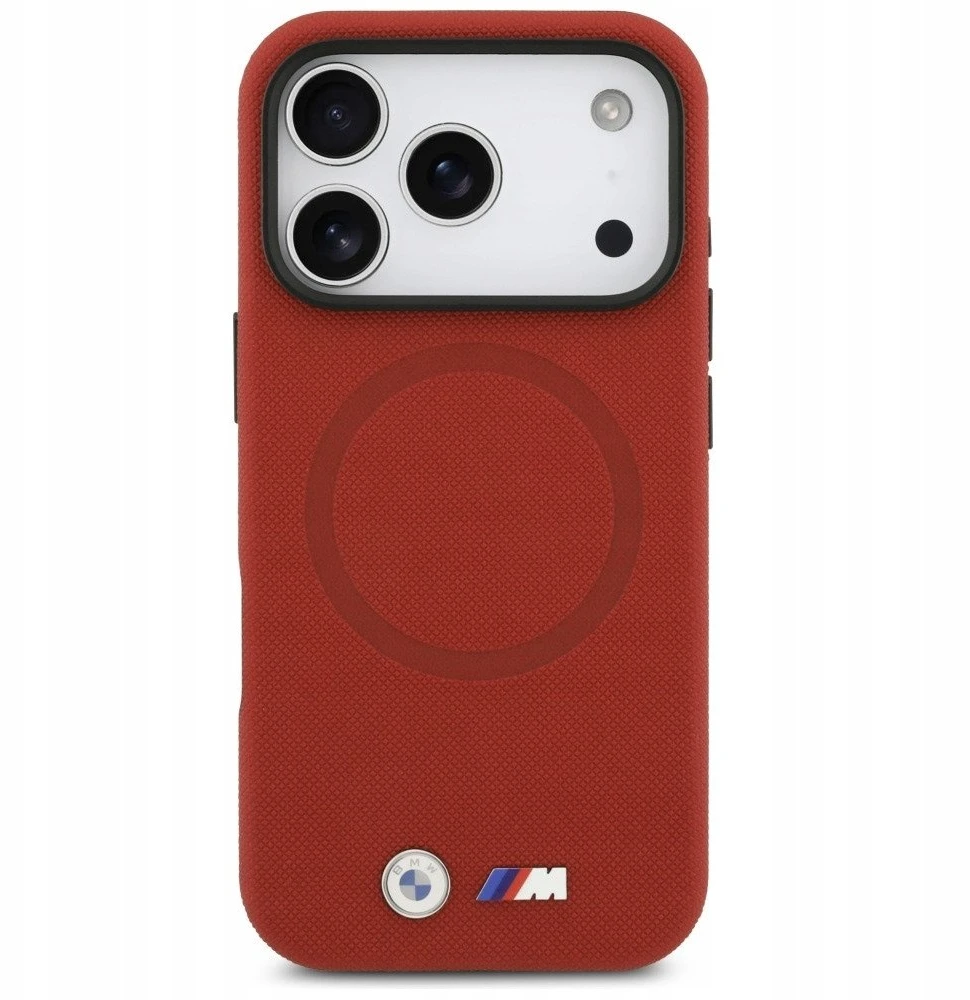 BMW M FW Metal Logo MagSafe dėklas skirtas Apple iPhone 17 Pro Raudona