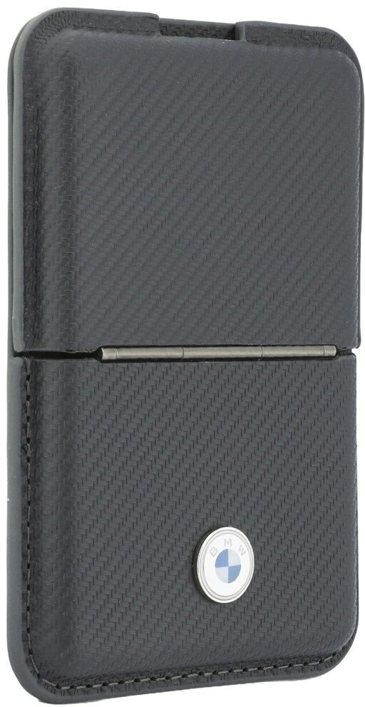 Dėklas Portfel BMW Carbon Metal Logos MagSafe antracito