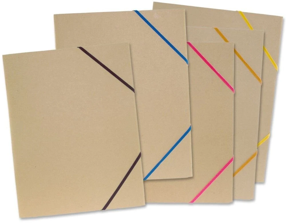 BNTOFFICE Elastinis aplankas A4 formato, pagamintas iš natūralaus kartono, pagamintas iš 100 % natūralių spalvų perdirbto popieriaus, su 5 vnt. įvairių spalvų.